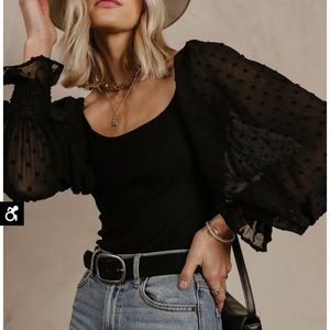 Bohme Black bodysuit with bubble long sleeve